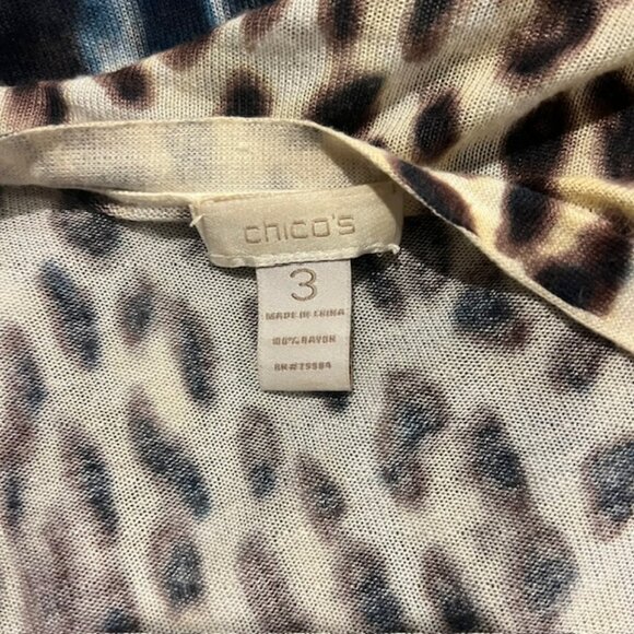 Chico's Animal Print Long Sleeve Button Down Cardigan Sweater Size XL - Picture 10 of 10